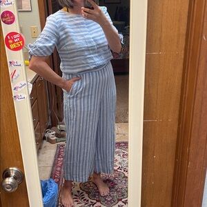LAUREN Ralph Lauren striped linen jumpsuit size 12
